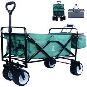 Collapsible Wagon,Wagons Carts Foldable Grocery Cart on Wheels Beach Wagon Foldable Cart with Wheels, Cooler Bag, Cup Holders,Cargo Net