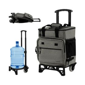 Able to serve as a rolling cooler, portable cooler or adjustable hand truck-Gray