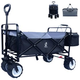 Collapsible Wagon,Wagons Carts Foldable Grocery Cart on Wheels Beach Wagon Foldable Cart with Wheels, Cooler Bag, Cup Holders,Cargo Net, Shopping (Color: General)