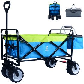 Collapsible Wagon,Wagons Carts Foldable Grocery Cart on Wheels Beach Wagon Foldable Cart with Wheels, Cooler Bag, Cup Holders,Cargo Net,Shopping (Color: General)